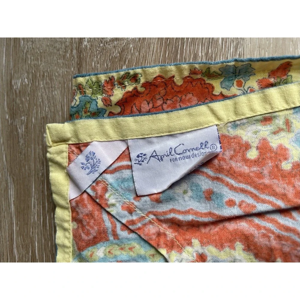 April Cornell Now Designs Rectangle Paisley Table Cloth Coral Yellow  84x120